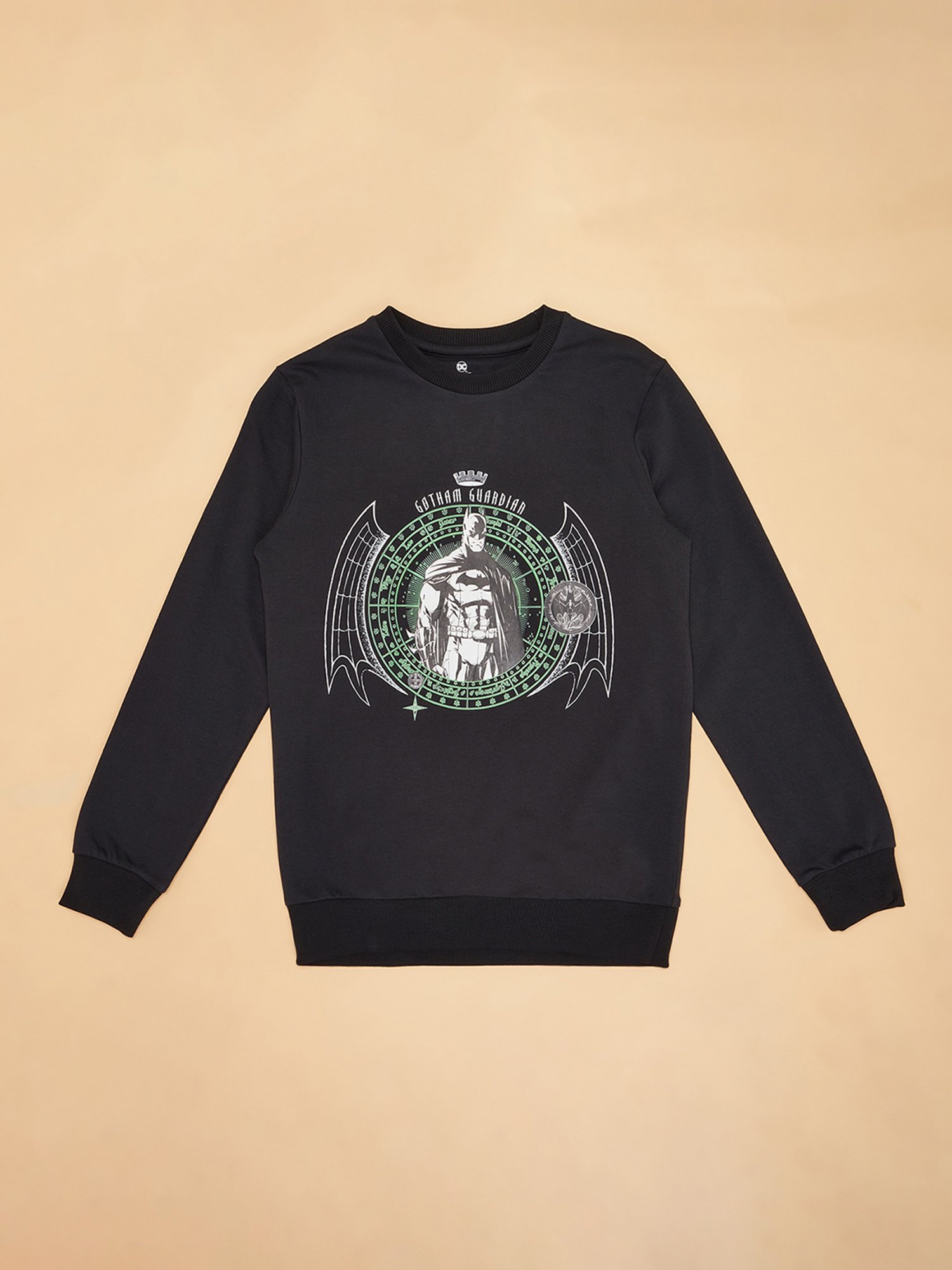 YU by Pantaloons Kids Black Printed Full Sleeves Sweatshirt