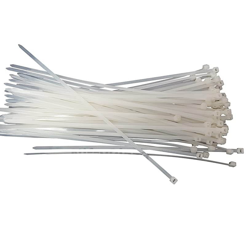 8 Inch 75 lb Cable Zip Ties - 100 Pack - UV Weather Resistant Nylon Wrap HEAVY DUTY 75 Pounds TENSILE Strength Professional Grade Electric Cable Zip Ties (100 Natural/Clear Cable Ties)