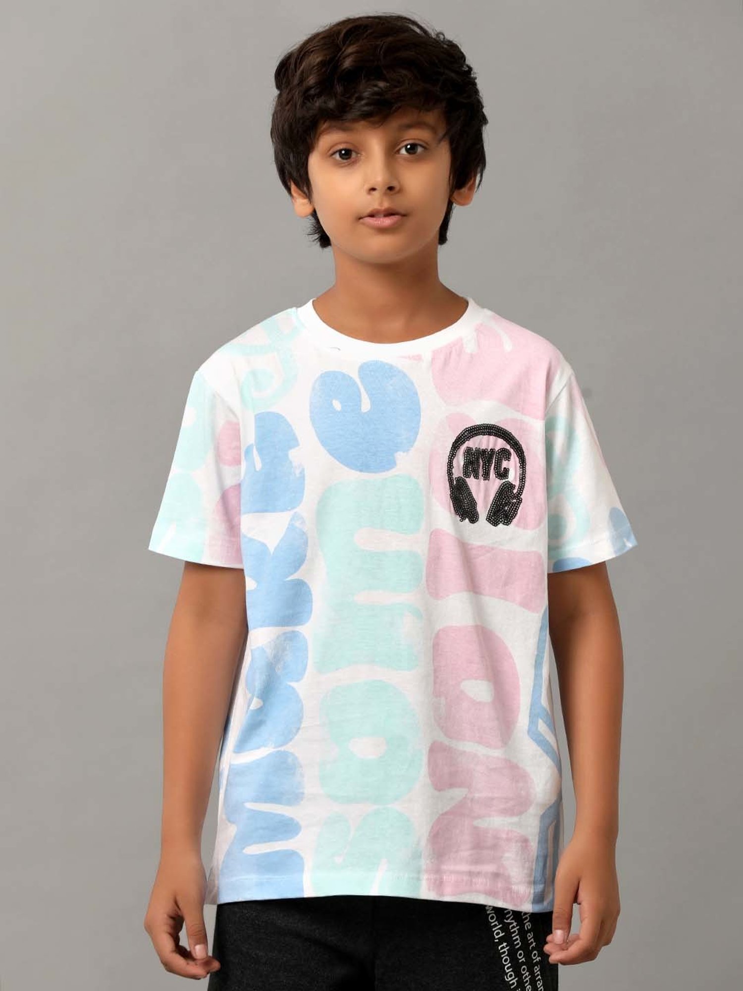 Under Fourteen Only Kids Multicolor Cotton Printed T-Shirt