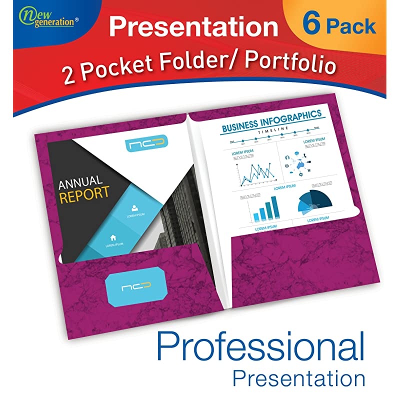 White 2 Pocket Folders, Durable Heavy Duty High Gloss Laminated White Presentation Folders Hold Letter Size sheets with a die-cut business card holder, 6 Pack ( 7673-25 )