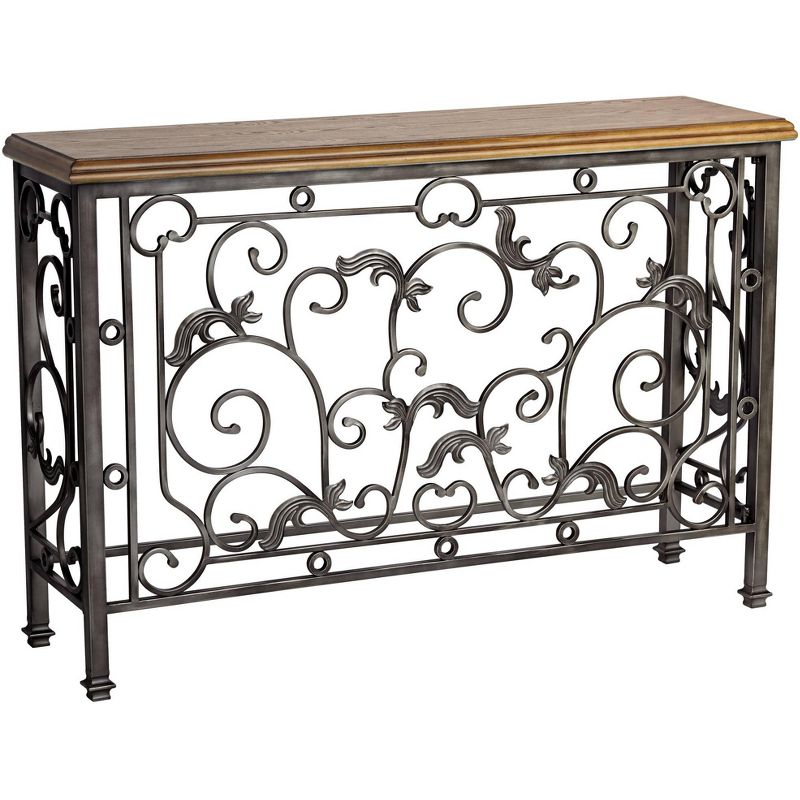 Kensington Hill Leda 50 1/2" Wide Antique Pewter and Elm Wood Console Table
