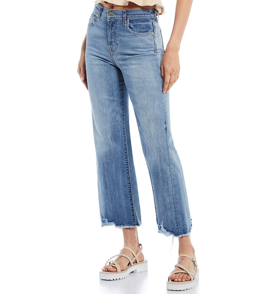 7 for all mankind Alexa Destroyed Hem High Rise Cropped Jeans