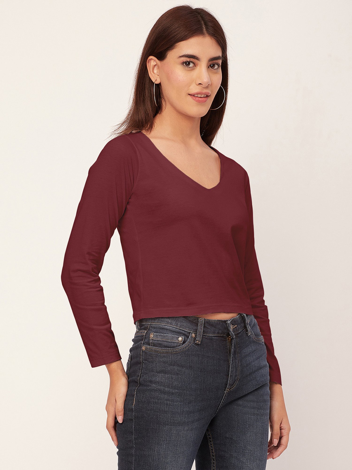Moomaya Wine Regular Fit Crop Top