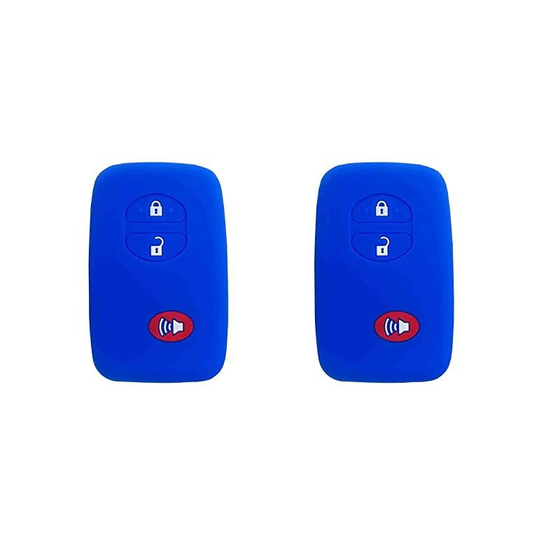 Autotech Remote Key Silicone Rubber Keyless Entry Shell Case Fob and Key Skin Cover fit for Toyota 4runner Venza Avalon Land Cruiser Camry Prius 1 Pair Blue