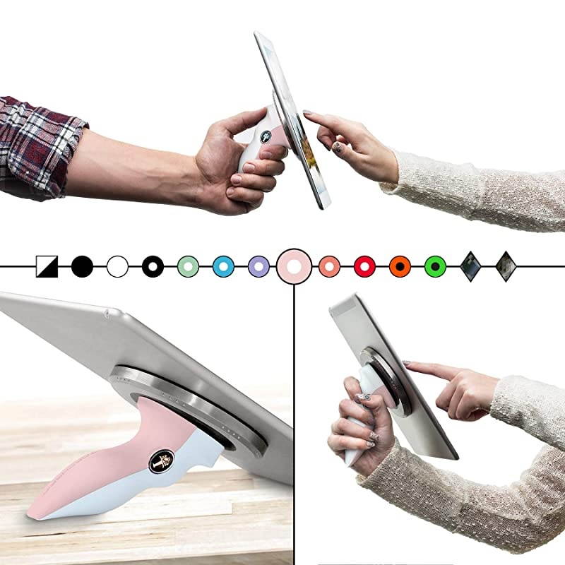 Universal Tablet Stand and Tablet Handle Compatible with iPad Samsung and Most Other Tablets WhitePink