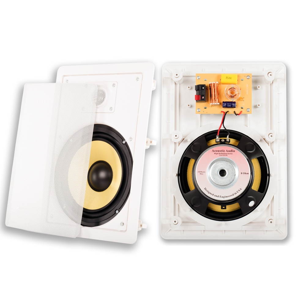 Acoustic Audio by Goldwood HD728 Flush Mount In-Wall/Ceiling Home Theater 7.2 Surround Sound 8 Inch Speakers (9 Speakers, 7.2 Channels, White)