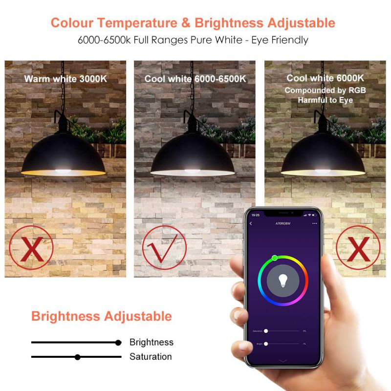 Avatar Controls Smart LED Light Bulb, Alexa Light Bulbs WiFi Dimmable Work with Google Home/Amazon Alexa RGBW Color Changing Lights, No Hub Required 9W E26 B22