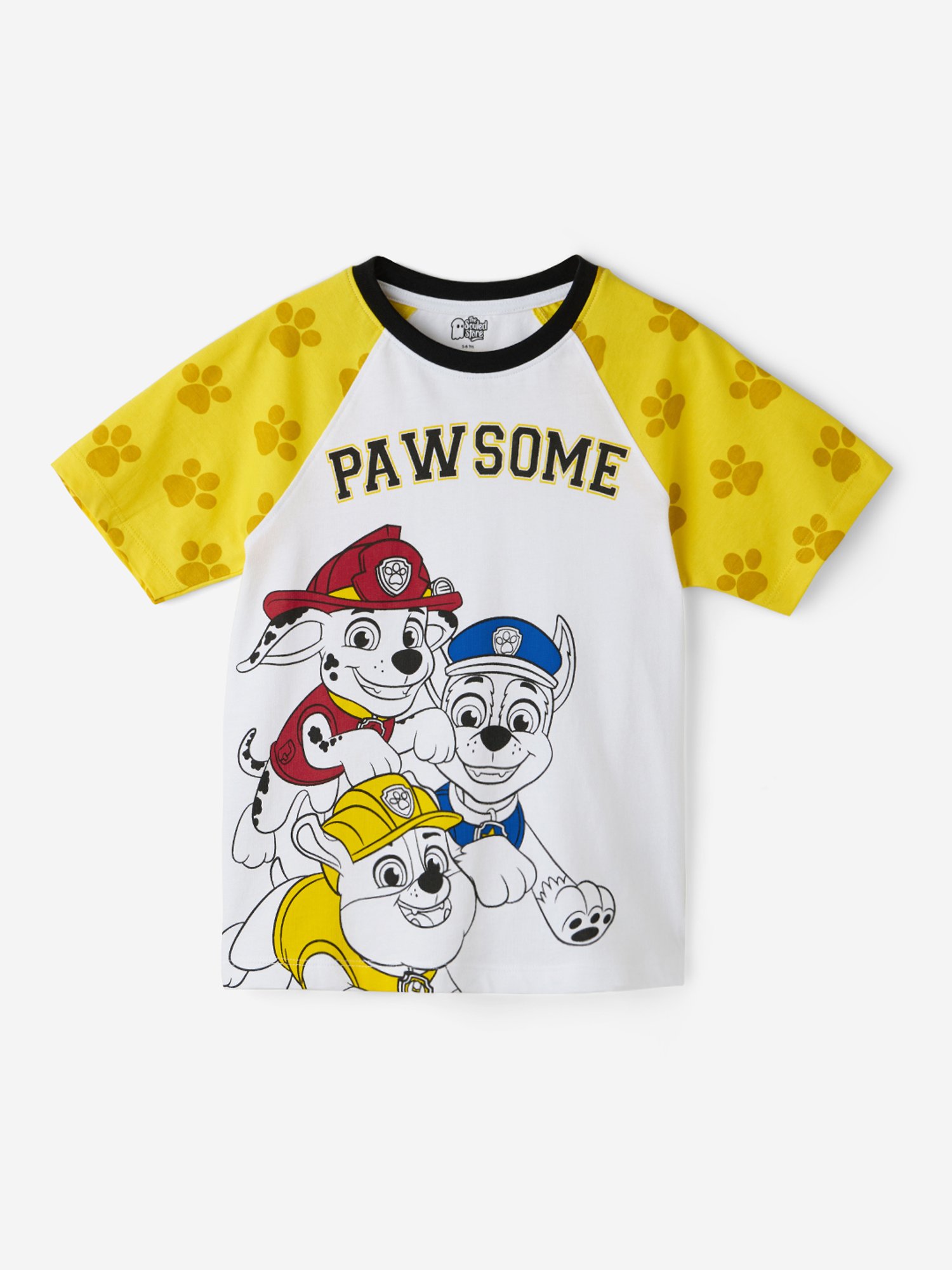 The Souled Store Kids White & Yellow Printed T-Shirt