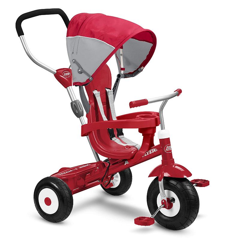 Radio Flyer Sport 4 in 1 All Terrain Kids Stroll 'N Trike Ride On Tricycle, Red