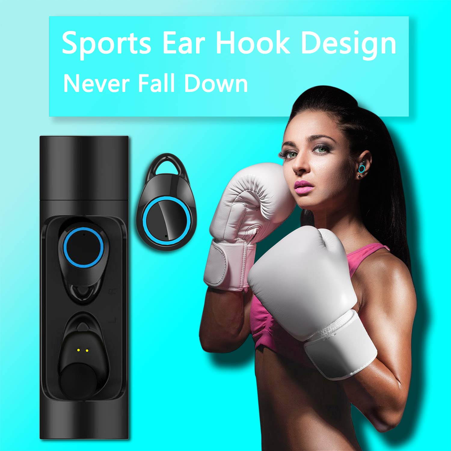 5pcs TWS Bluetooth 5.0 Wireless Earbuds With 4000Amh Charging Case IPX7 Waterproof TWS Stereo Headphones in-Ear Built-in Mic Headset Premium Sound with Deep Bass for Sport - Black