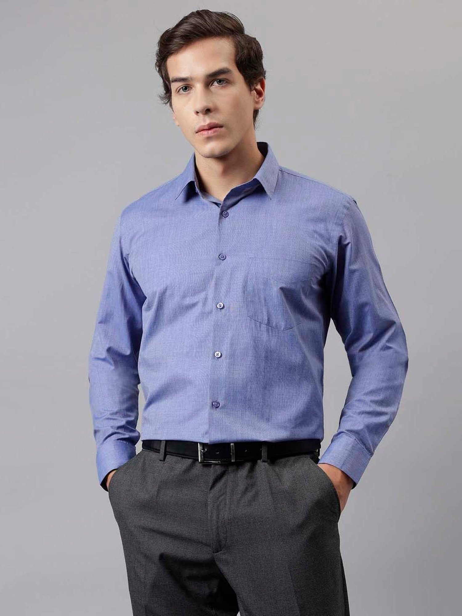 English Navy Blue Slim Fit Shirt