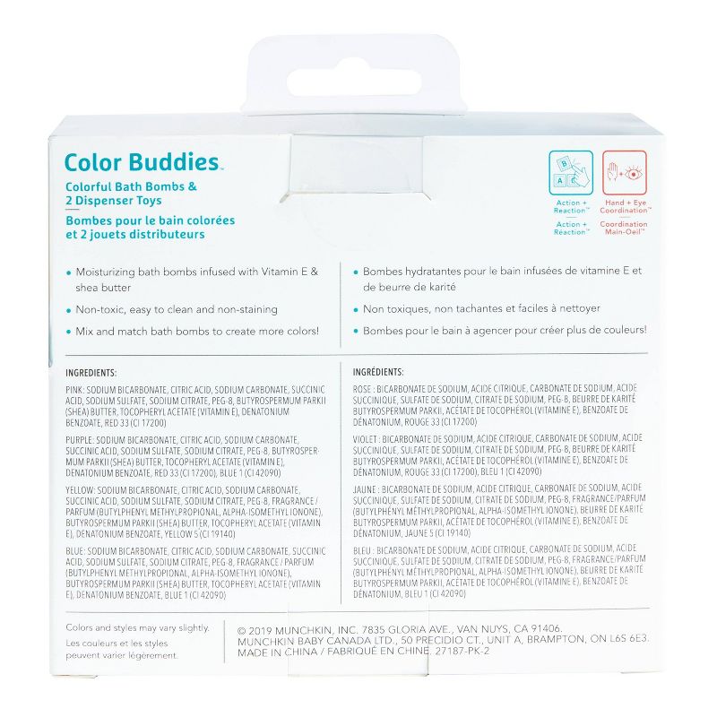 Munchkin Color Buddies Moisturizing Bath Water Color Tablets and Toy Dispenser - 20 Tablets and 2 Toy Dispensers