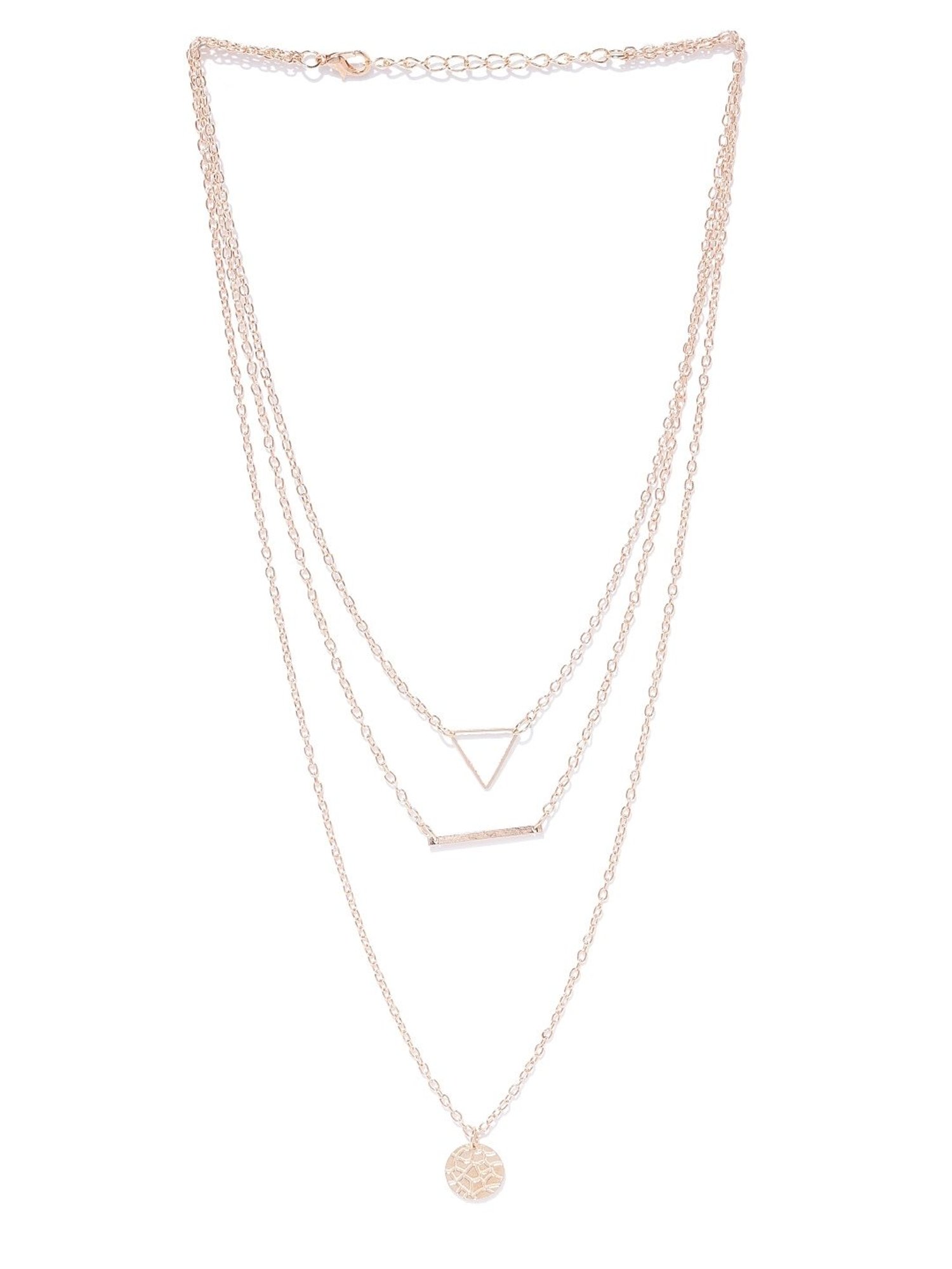 OOMPH Gold Tone Metal Multi Layered MultiStrand Delicate Fashion Necklace Pack of 2