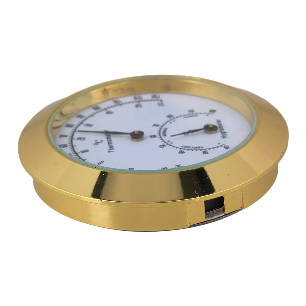 BQLZR Golden Alloy Round Violin Guitar 13~130 Fahrenheit Thermometer and Hygrometer