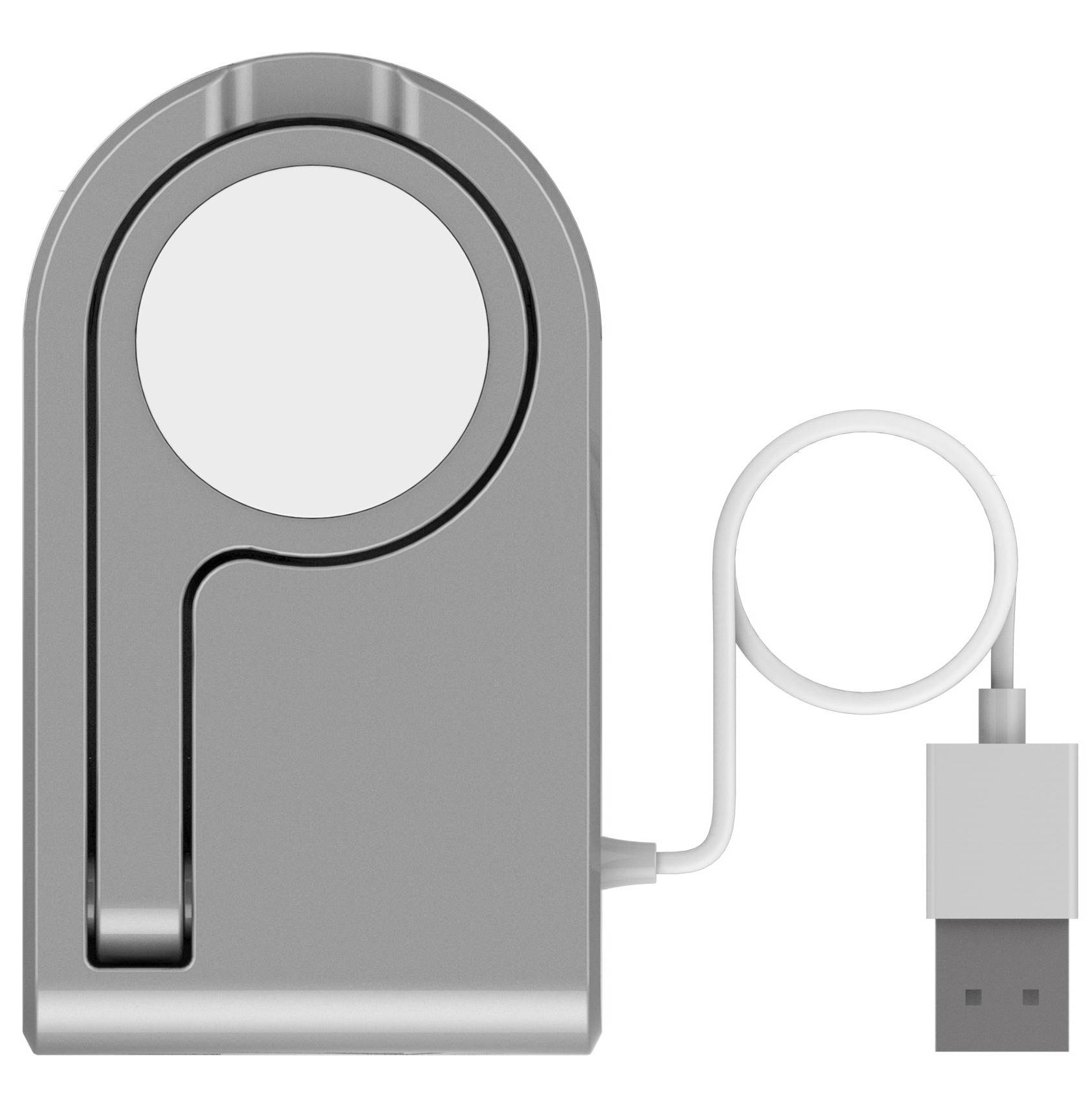 [MFI Certified] Apple iWatch Protable Magnetic Charging Dock,Foldable Design To Enable Nightstand Mode With 3ft Long USB Cable For All iWatch Models (Silver)