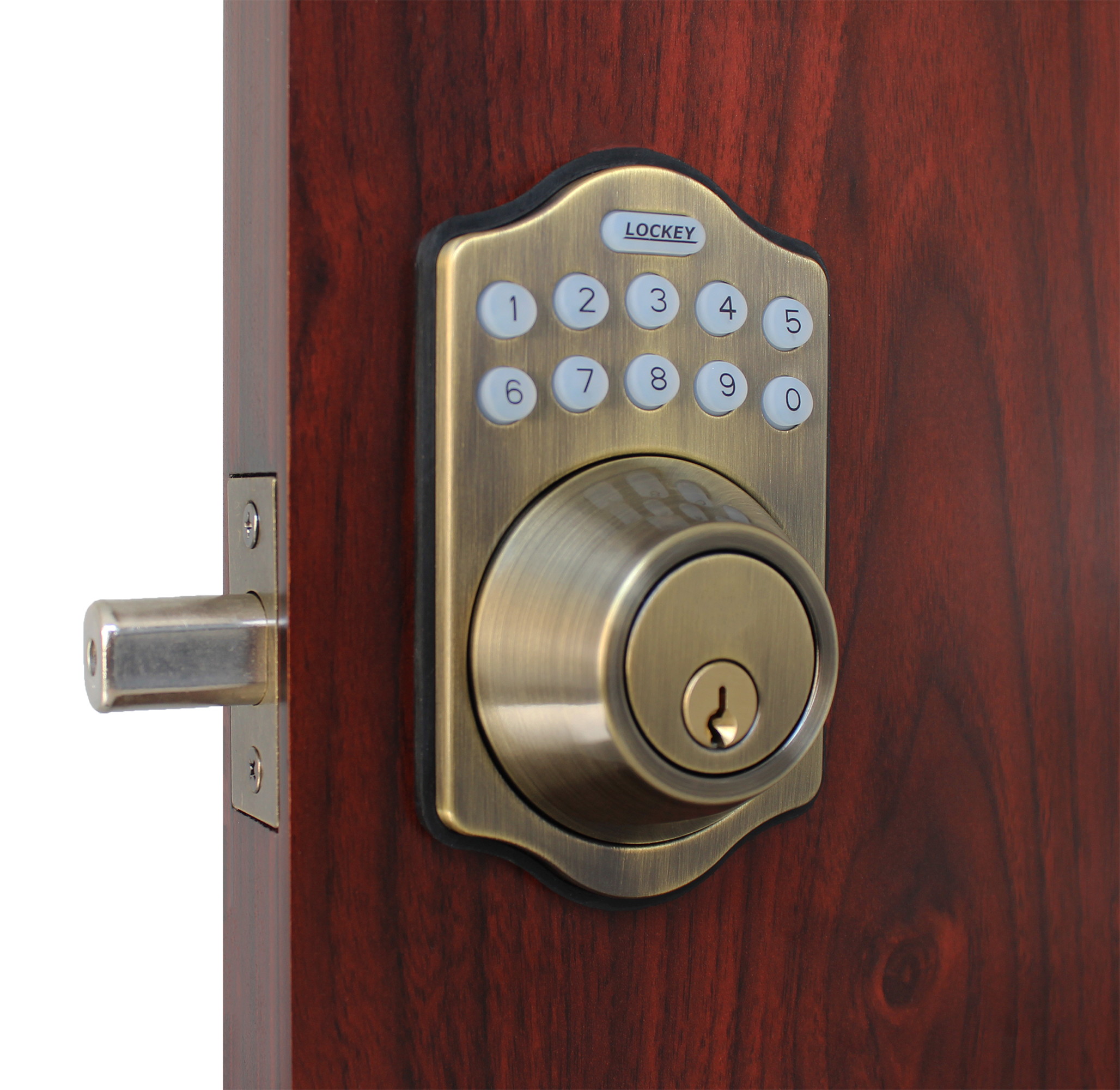 LockeyUSA E910OIL Electronic Push Button Digital Door Lock, Access Control, Combination, Remote Capable, Keyless Deadbolt Door Lock with Keypad Access in Oil Rubbed Bronze