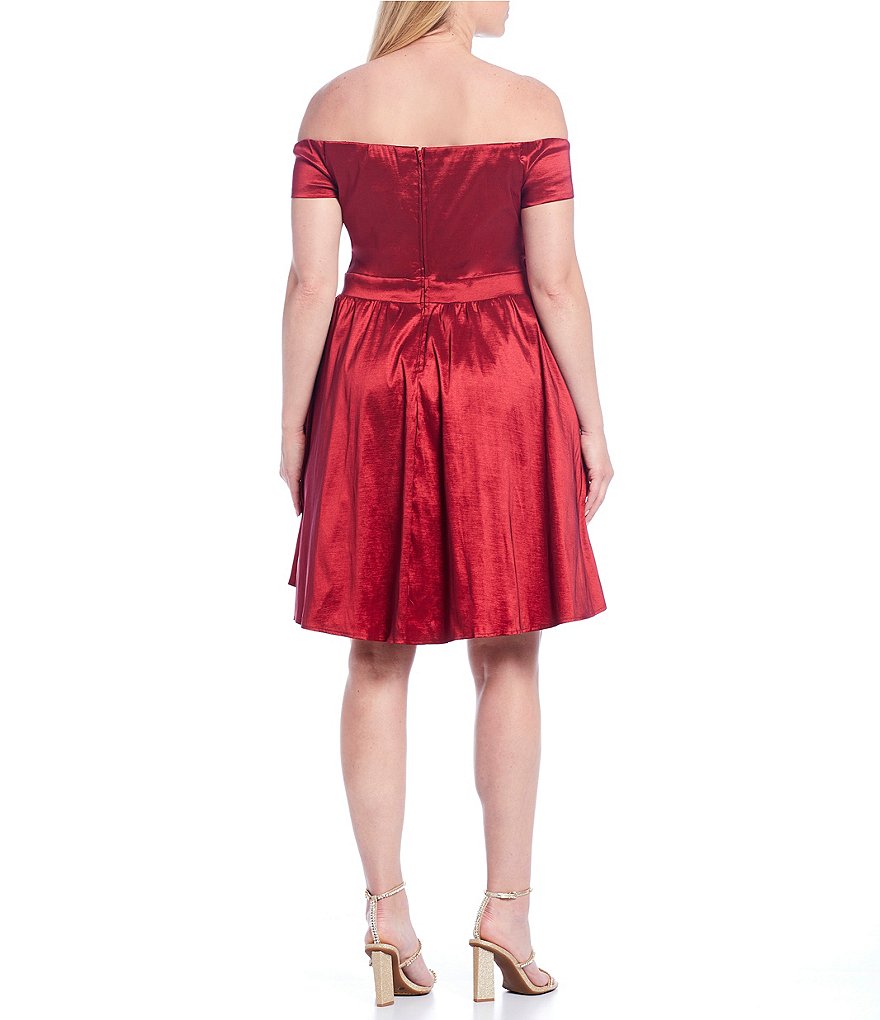 B. Darlin Plus Off-the-Shoulder Taffeta Fit & Flare Dress