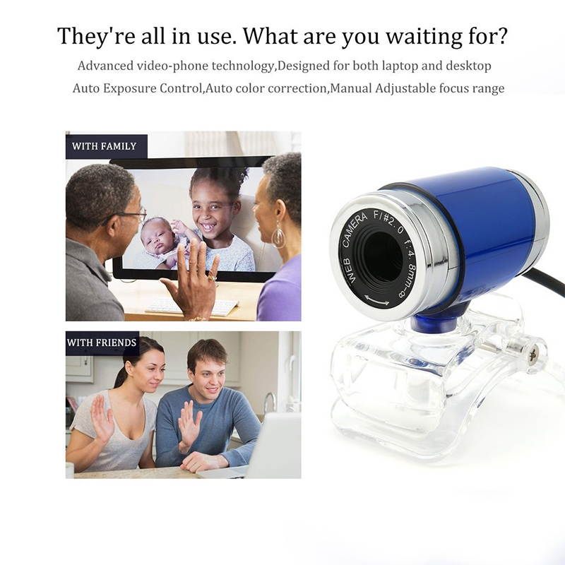 A860 HD Computer USB WebCam with Microphone (Blue)