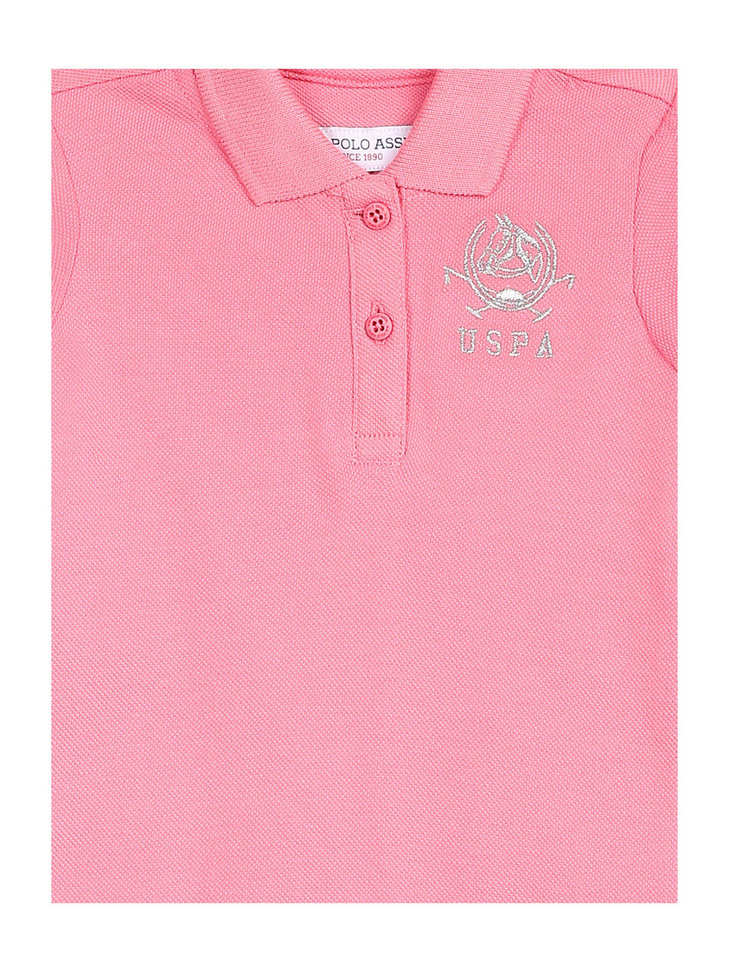 U.S. Polo Assn. Kids Light Pink Solid Polo Dress