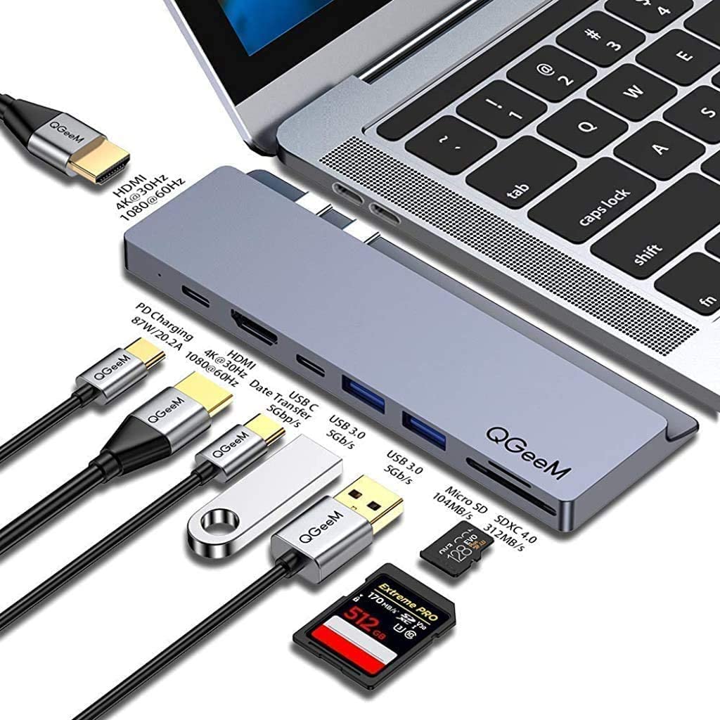 USB C Hub for MacBook Pro,9 in 1 Mabook Pro Docking Station USB to Dual HDMI 4K USB C to USB 3.0 Adapter with 100W PD Charging Type C SD/TF Uhs-II Card Reader,Compatible with MacBook Pro/Air