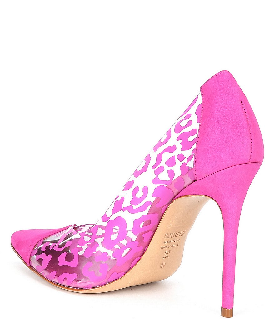 Schutz Cendi Clear Animal Print Pumps