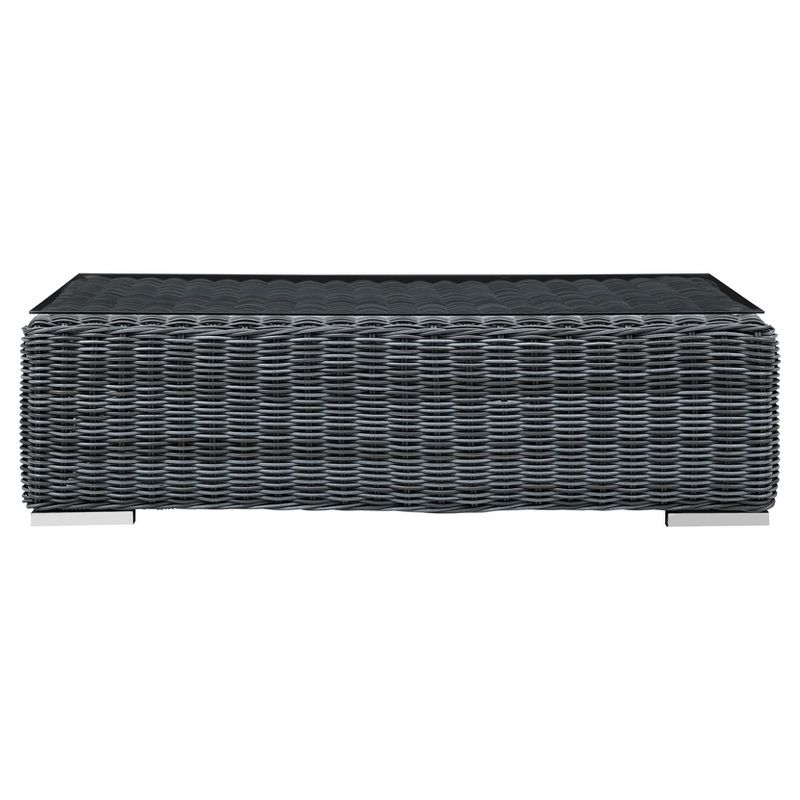Summon Rectangle Outdoor Patio Glass Top Coffee Table - Gray - Modway