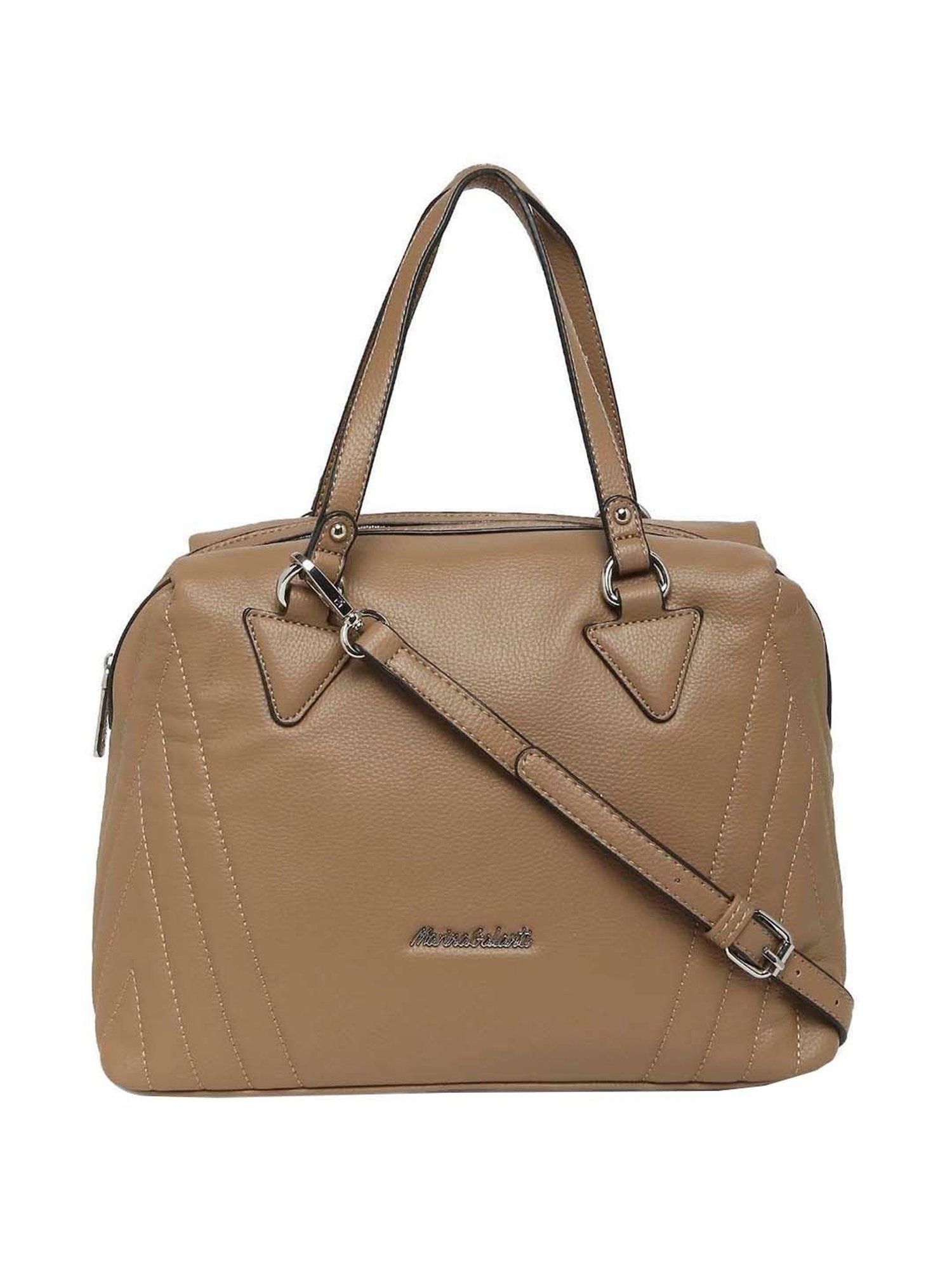 Marina Galanti Beige Textured Medium Bowler Bag