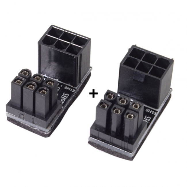 CY ATX 6Pin Female to 6pin Male 180 Degree AngledPower Adapter for Desktops Graphics Card PW-008