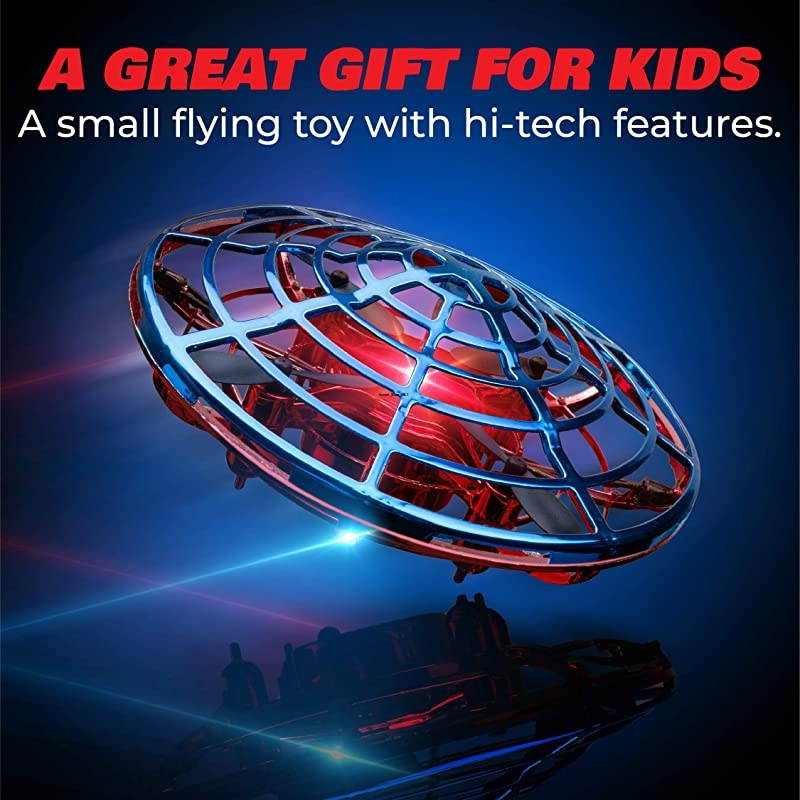 Scoot Combo Hand Operated Drone for Kids or Adults - Hands Free Motion Sensor Mini Drone, Easy Indoor Rechargeable UFO Flying Ball Drone Toy for Boys and Girls (Red/Blue)
