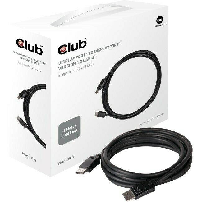 CLUB 3D B.V CAC-1064 DISPLAY PORT 1.2 MALE TO DISPLAYPORT 1.2 MALE CABLE 3MET...