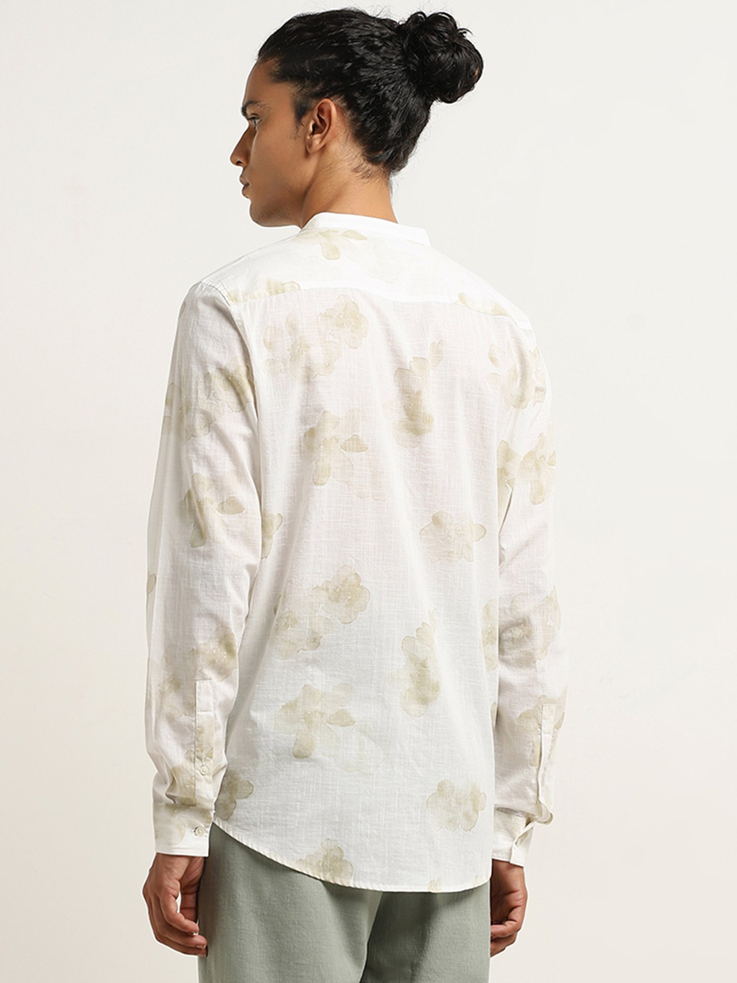 ETA by Westside Off-White Floral Design Resort-Fit Cotton Shirt