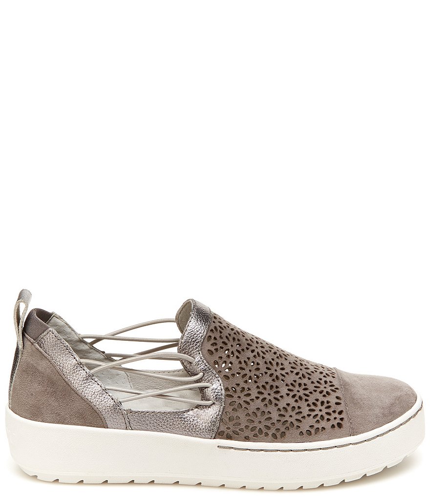 Jambu Erin Perforated Metallic Leather Slip On Sneakers