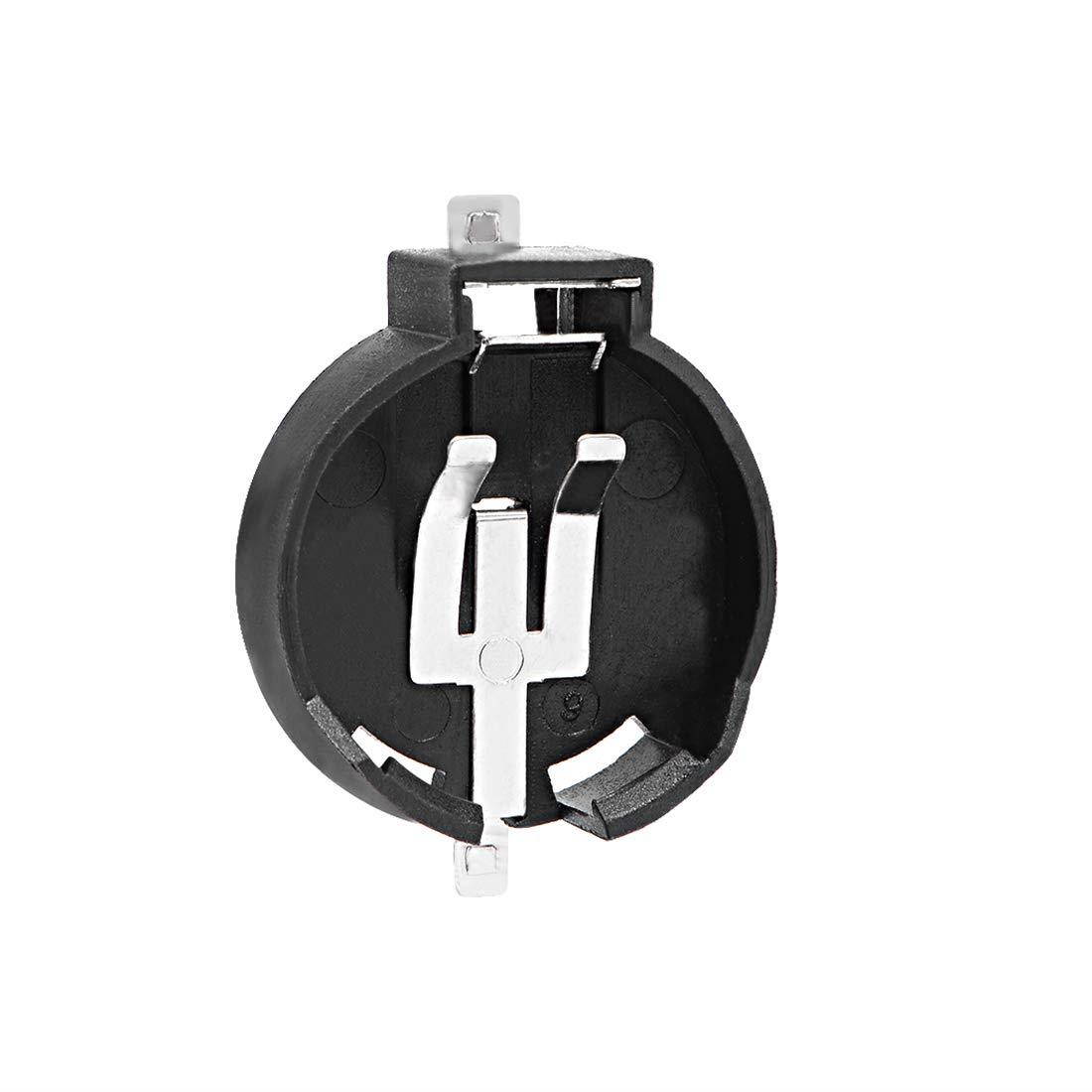 uxcell 4 Pcs CR2450 Horizontal Coin Button Battery Holder Black Container Case