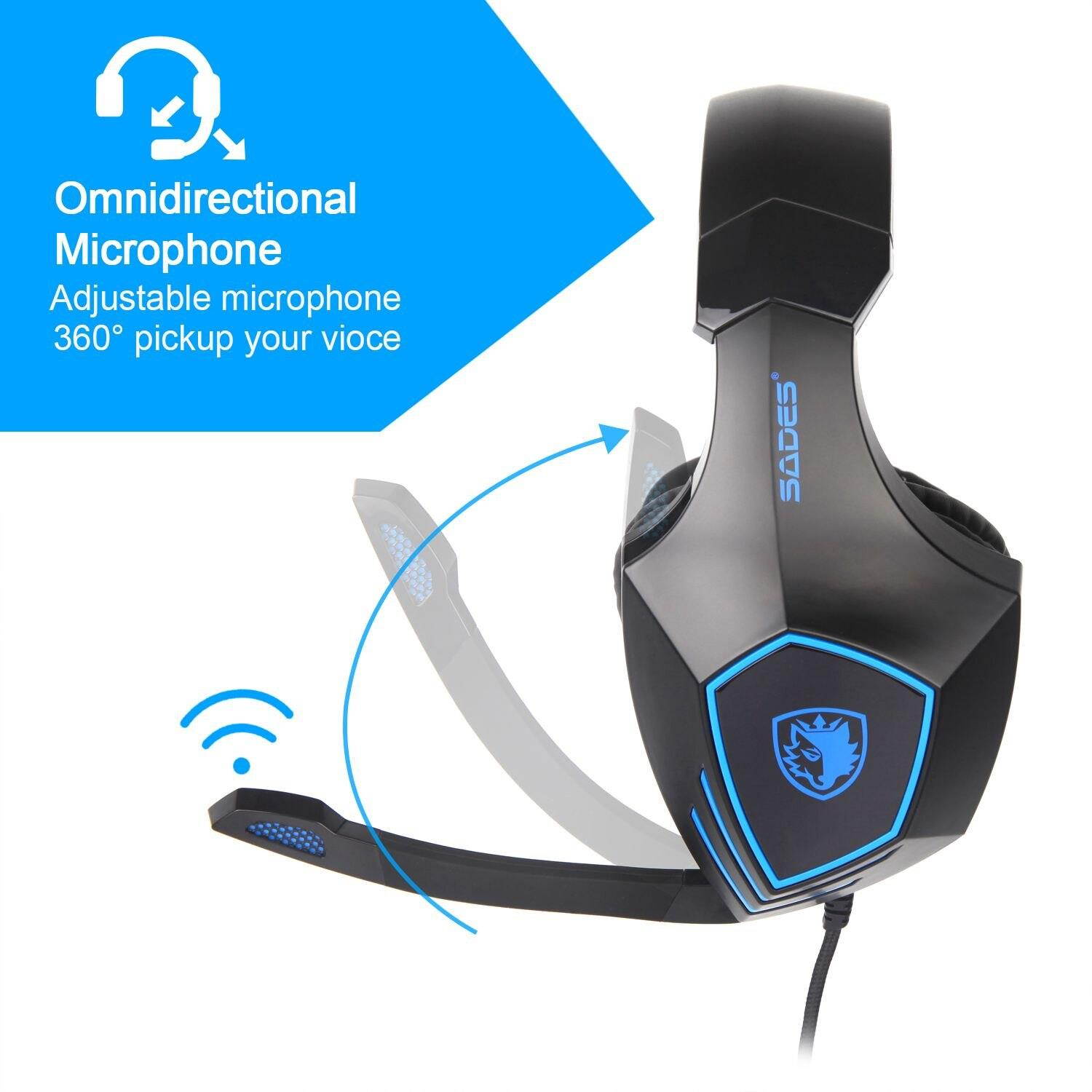 SADES SA819 Gaming Headset Headset Cabled 3.5mm PC/XboxOne/PS4 Earbud with Microphone Volume Control