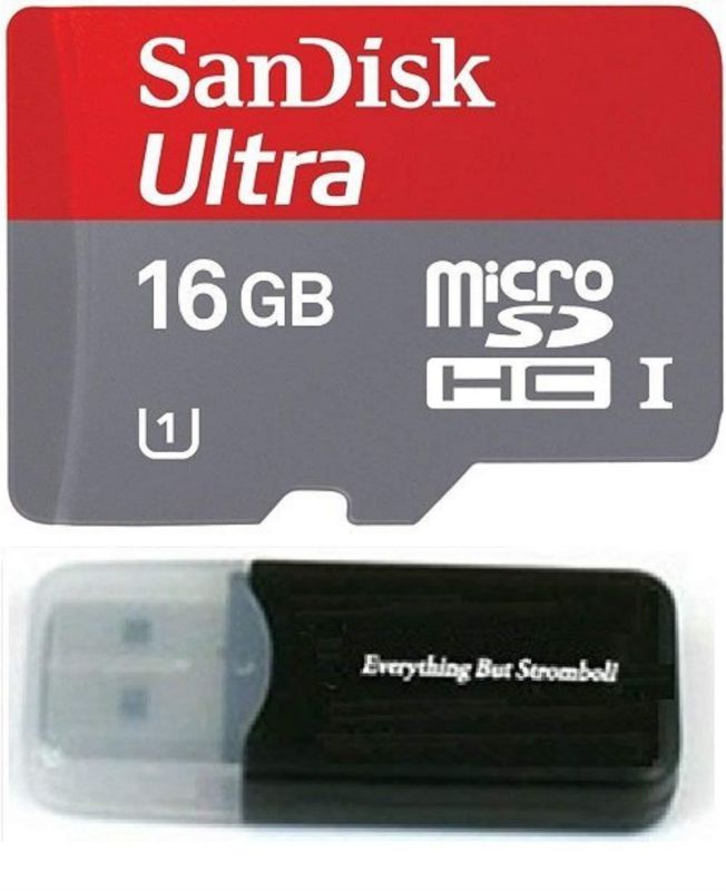 Sandisk Ultra micro SDHC Micro SD UHS-1 TF Memory Card 16GB 16G Class 10 works with Samsung GALAXY S5 w/ Everything But Stromboli Memory Card Reader
