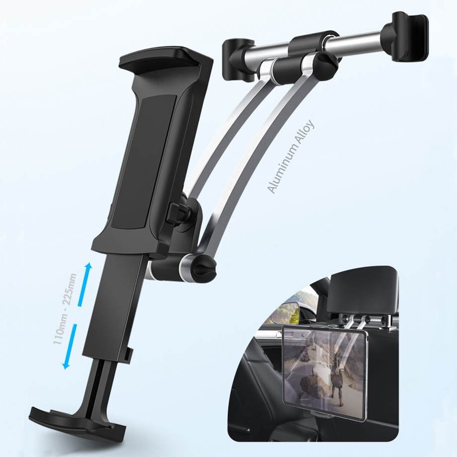 360 Rotating Car Headrest Mount Holder Back Seat Bracket Cradle Universal for iPhone iPad Tablet Smartphone, Black