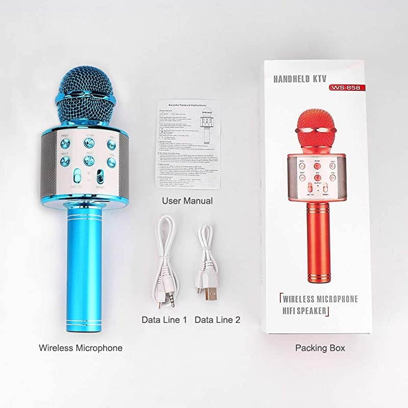 Wireless Bluetooth Karaoke Microphone with Speaker Record Function Best Gift Singing Toy for Kid Rose Gold