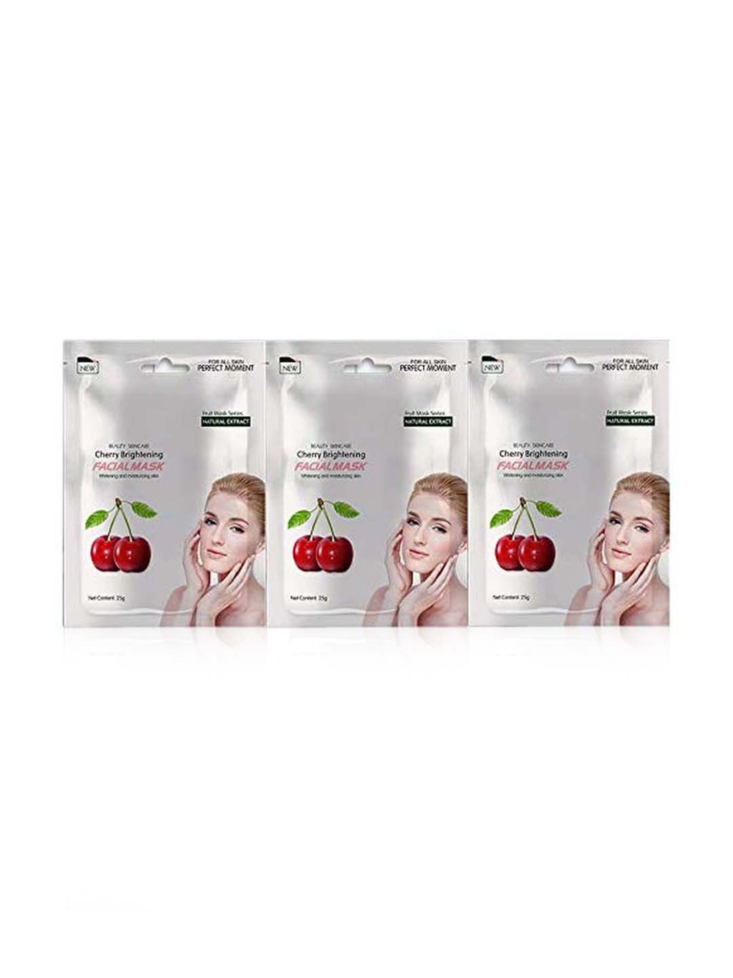 MONDSUB Cherry Brightening Facial Sheet Mask (Pack of 3) - 25 gm Each