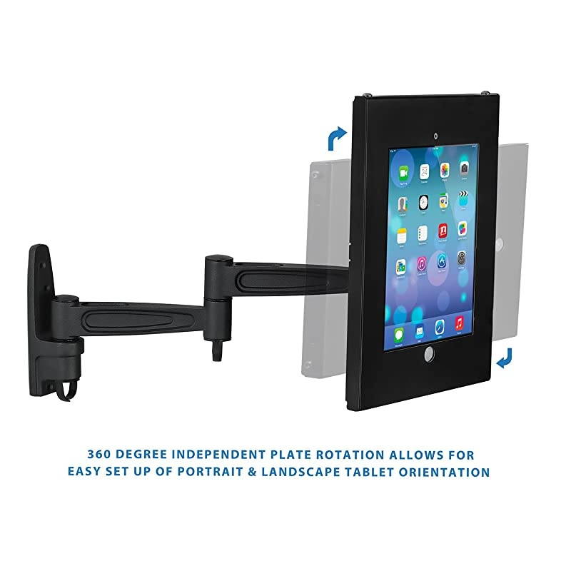 Swing Arm iPad Wall Mount | Articulating iPad Locking Stand | ContactLess iPad POS Kiosk | Secure Tablet Wall Kiosk for iPad 97 MI3774