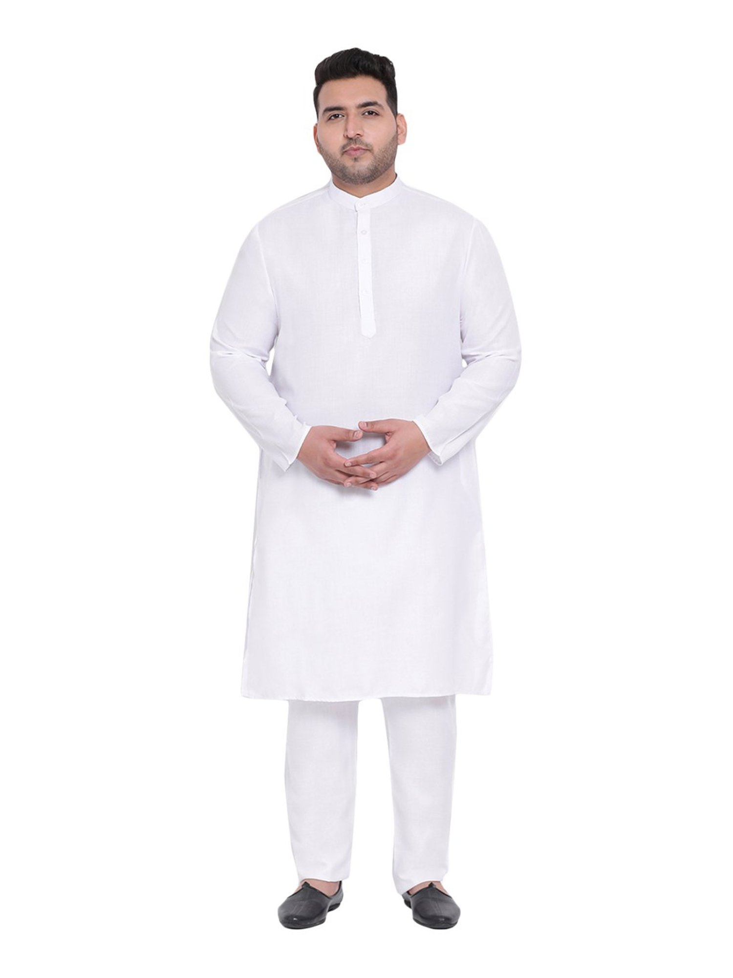 Hangup White Cotton Linen Regular Fit Kurta Bottom Set