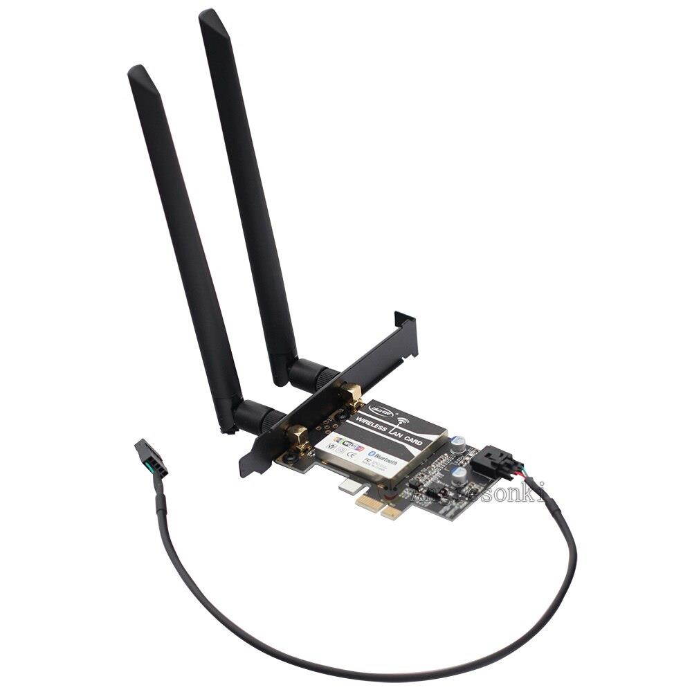 PCI-E 1X 8X 16X 867Mbps WiFi+Bluetooth 4.0 PC Desktop WLAN Card Adapter for Intel Dual Band Wireless-ac 7260ac 7260HMW