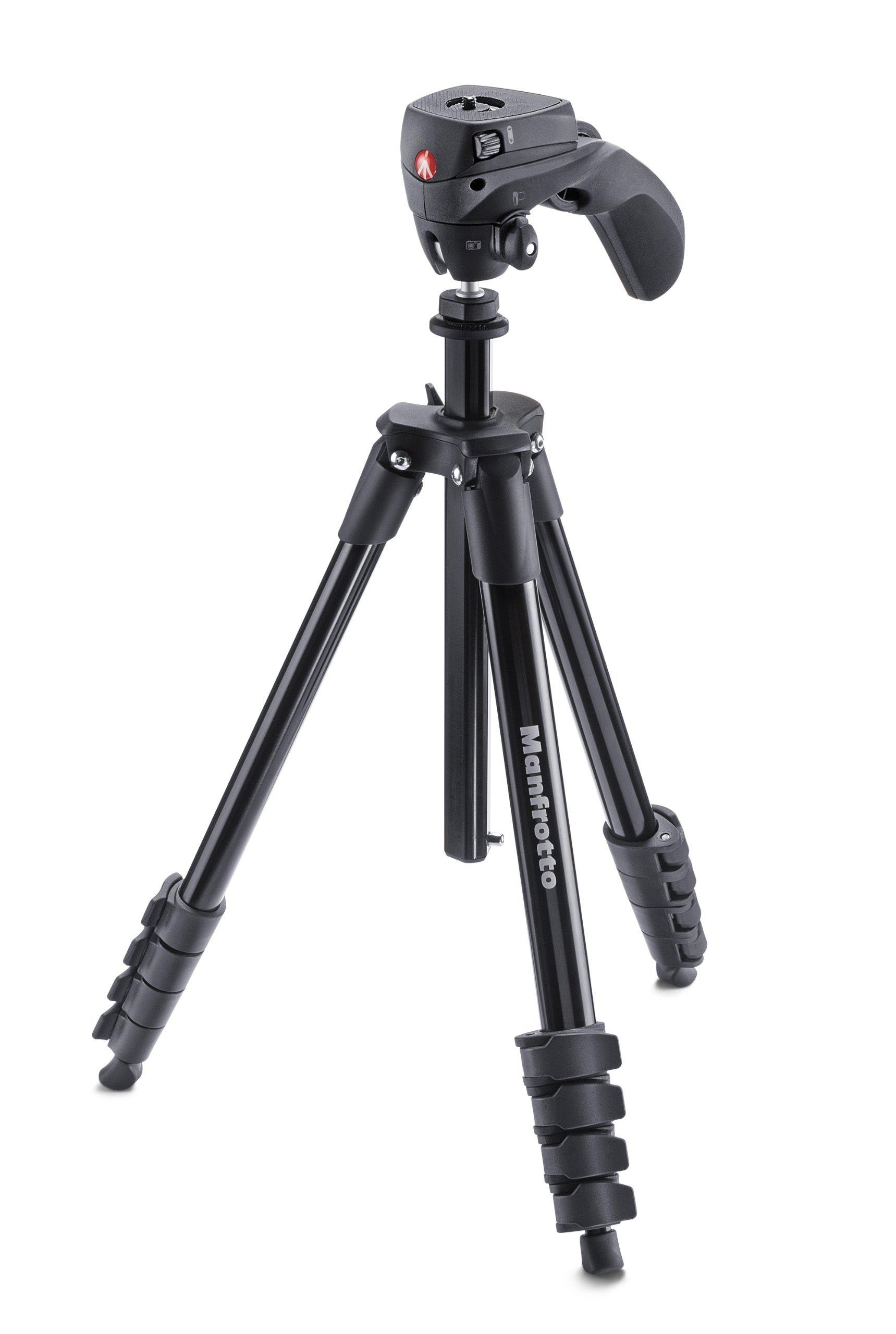 Manfrotto 5-Section Compact Action Aluminum Tripod, 3.31lbs Capacity, Black