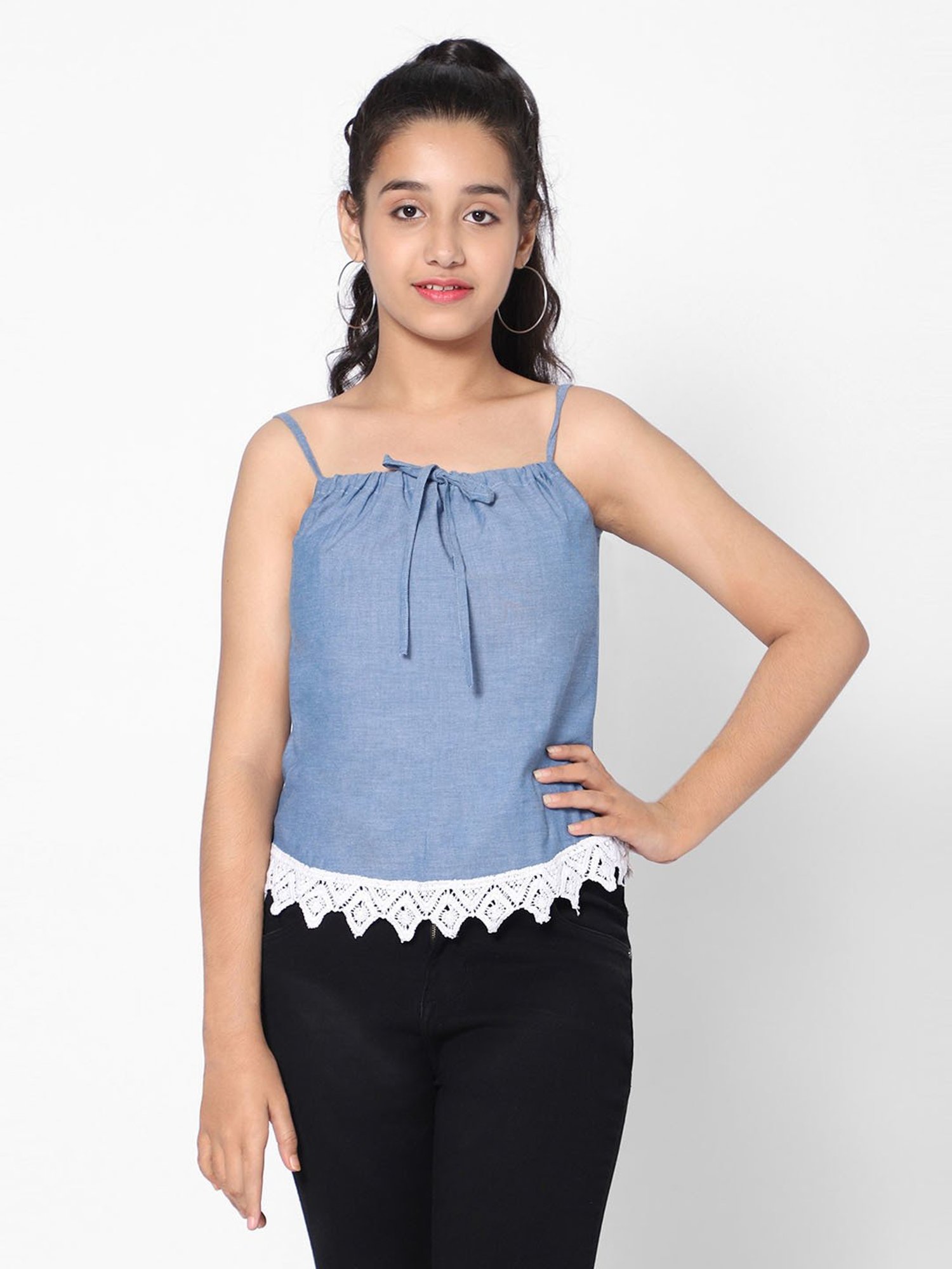 TeenTrums Girls Blue Lace Top