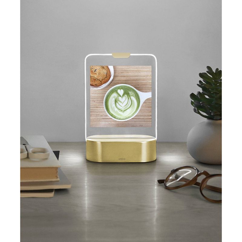 2" x 3" Glo Instant Photo Display Frame LED Matte Brass - Umbra