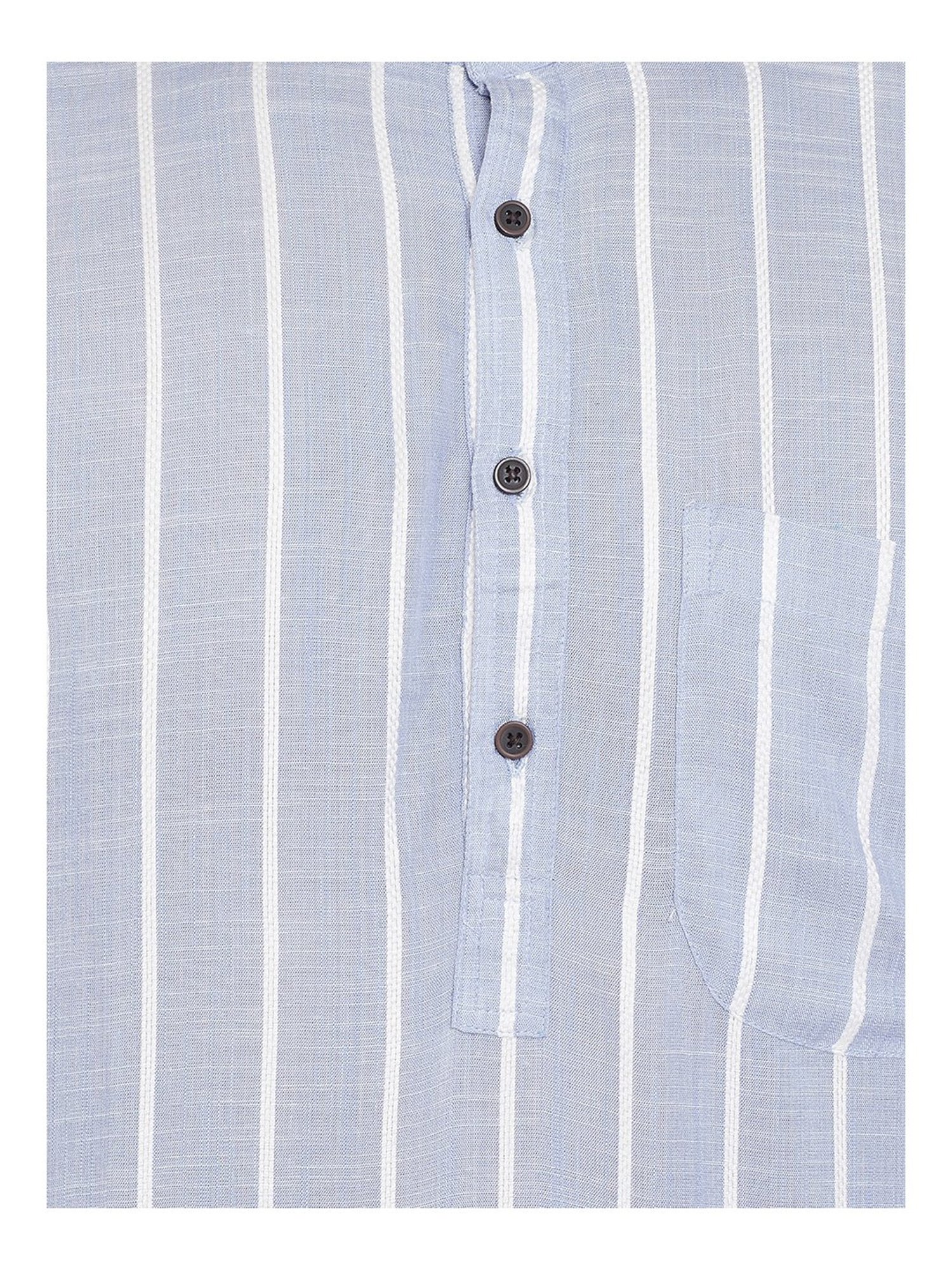 Even Blue Cotton Regular Fit Striped Kurta