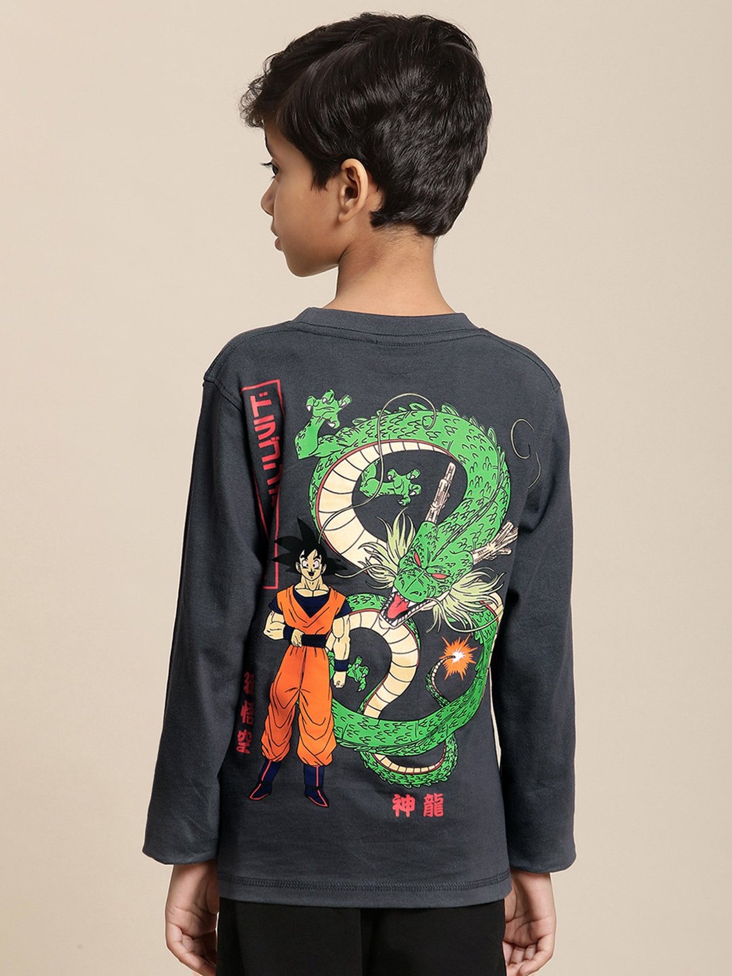 Kidsville Dragon Ball Z Printed Grey Tshirt For Boys