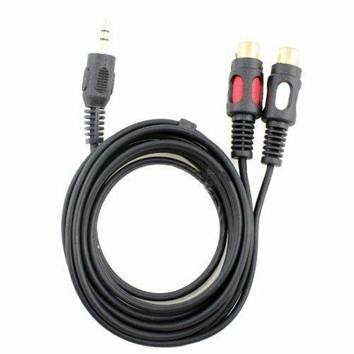 6 FT 3.5mm Stereo Male to 2 RCA Dual Audio Female Adapter Speaker Cable Black