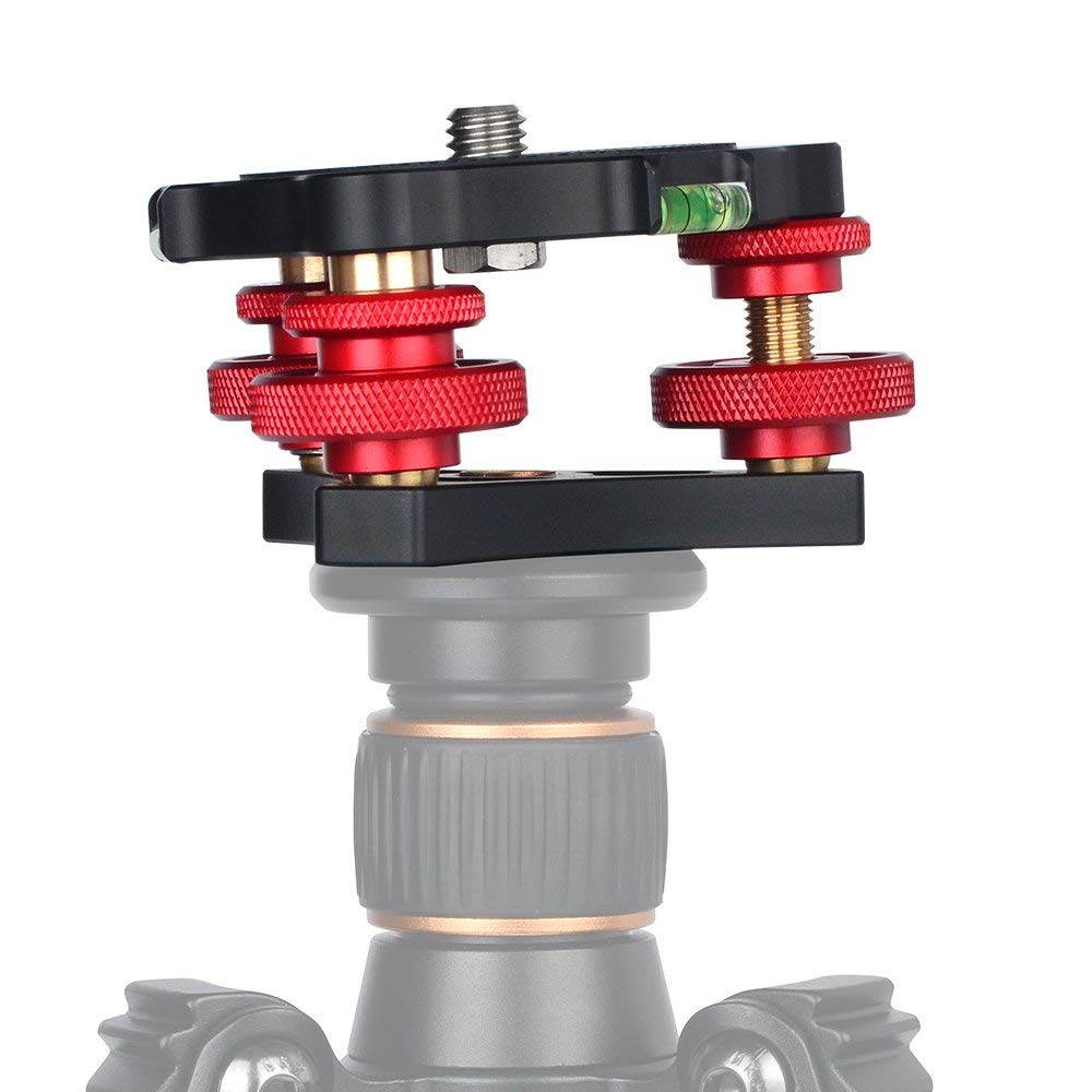 koolehaoda Leveler with Bubble Level LP-64 for Tripod 3/8 Mounting Screw 3 Adjustment Dials for Camera Tripod