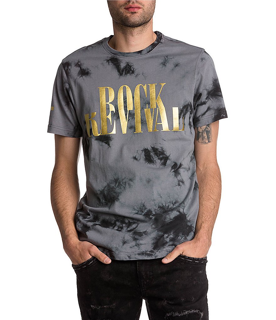 Rock Revival Short-Sleeve Grey Tie-Dyed Print T-Shirt
