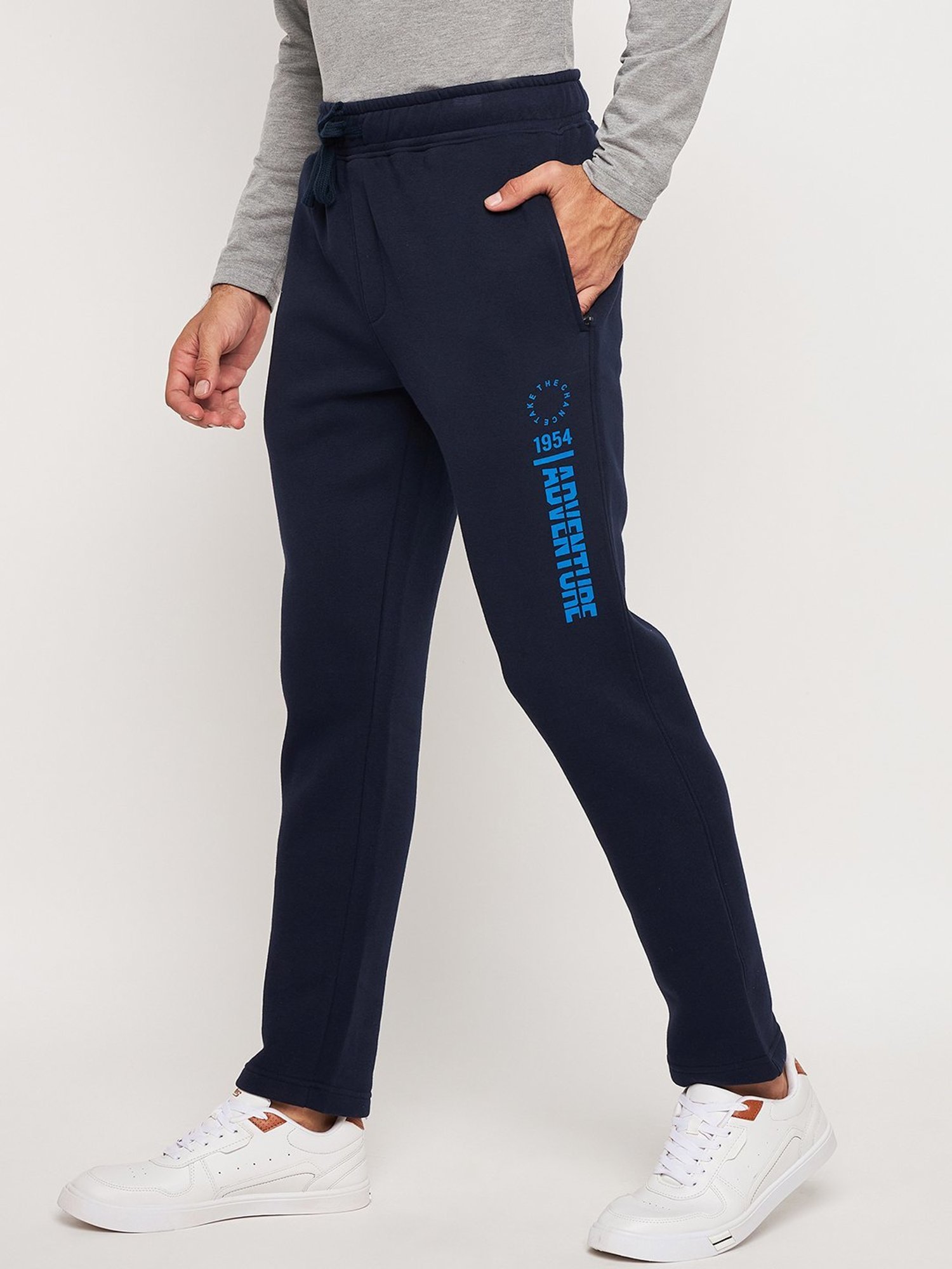 Club York Navy Regular Fit Printed Trackpants